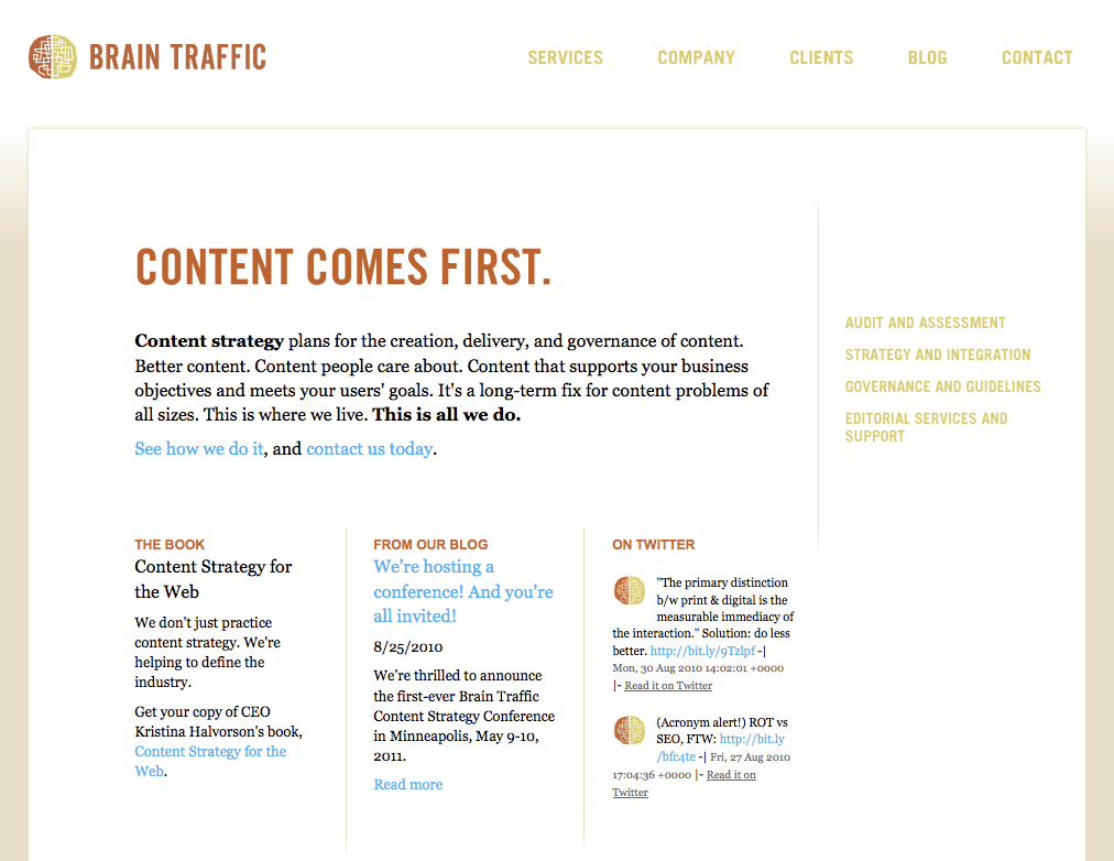 Brain Traffic's homepage